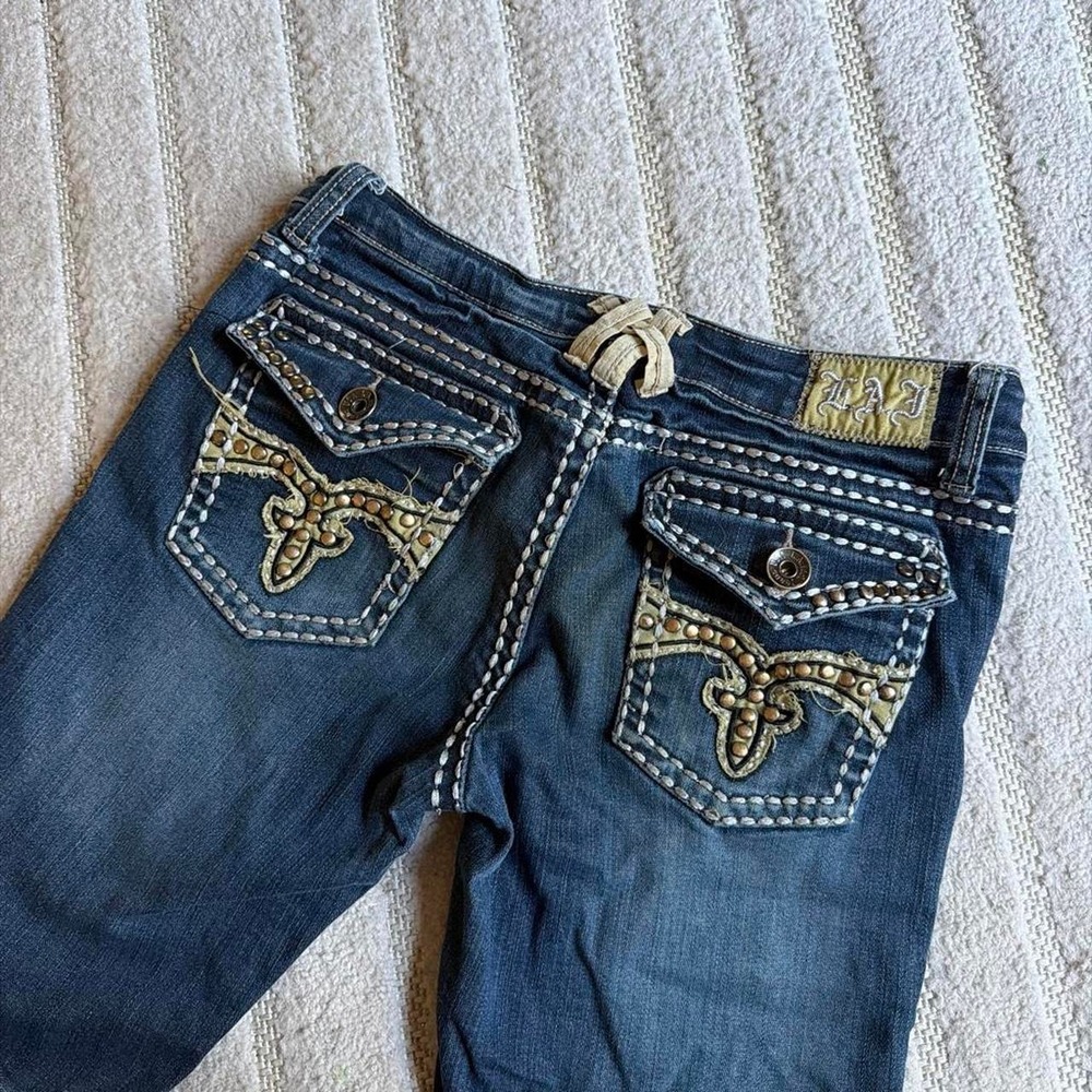 Vtg y2k L.A. Idol Dark Wash Bootcut Jeans Women's Size 9 western punk grunge